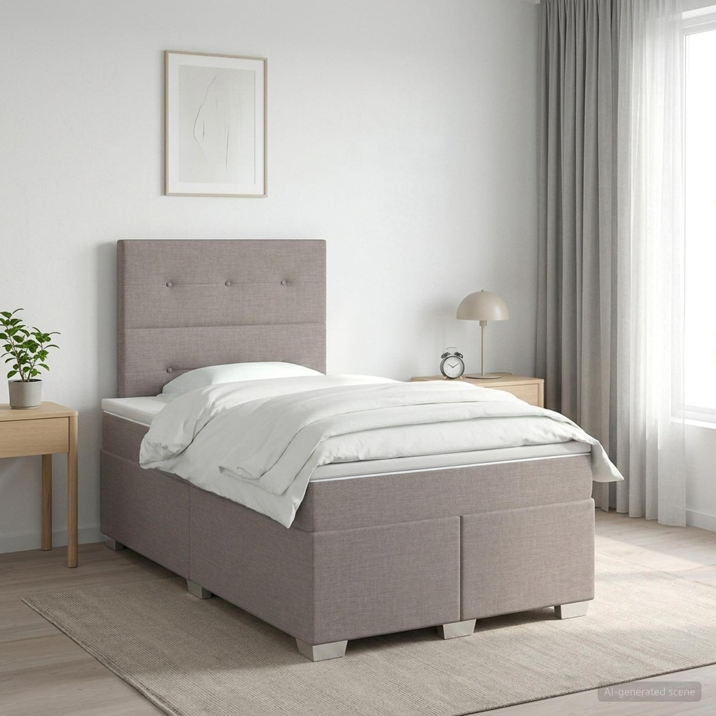Letto box spring con materasso Tortora 120 x 190 cm Tessuto
