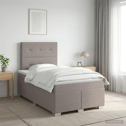 Letto box spring con materasso Tortora 120 x 190 cm Tessuto