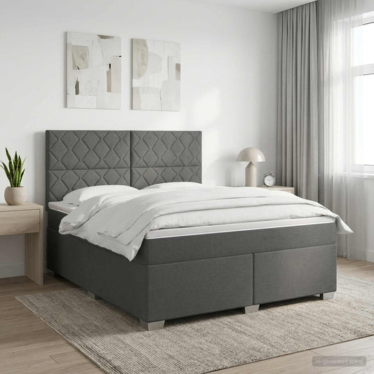 Letto box spring con materasso Grigio Scuro 140 x 190 cm