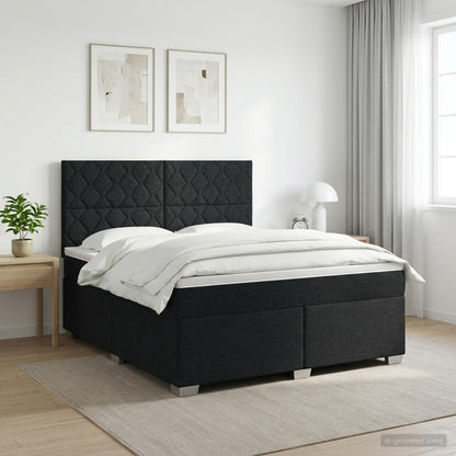 Letto box spring con materasso Nero 140 x 190 cm Tessuto