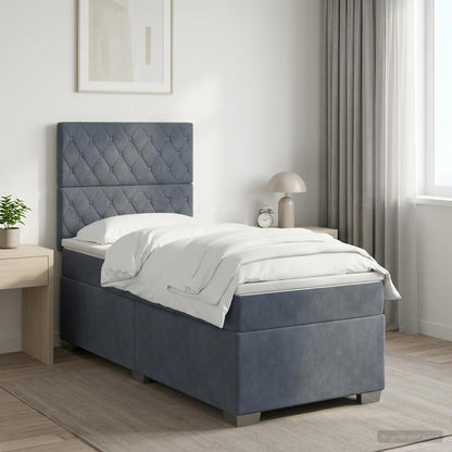 Letto box spring con materasso Grigio Scuro 80 x 200 cm Velluto | homemem39