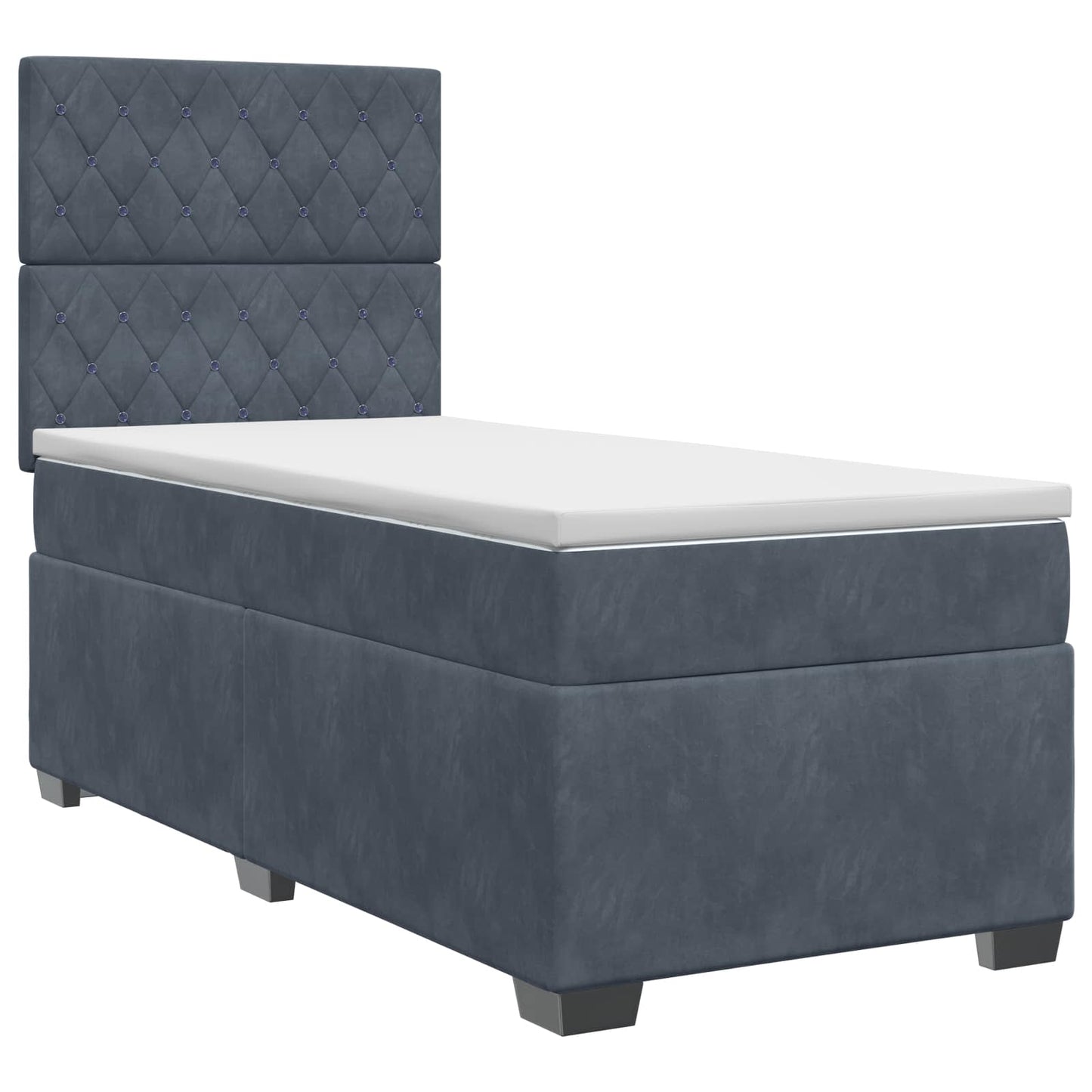 Letto box spring con materasso Grigio Scuro 80 x 200 cm Velluto | homemem39
