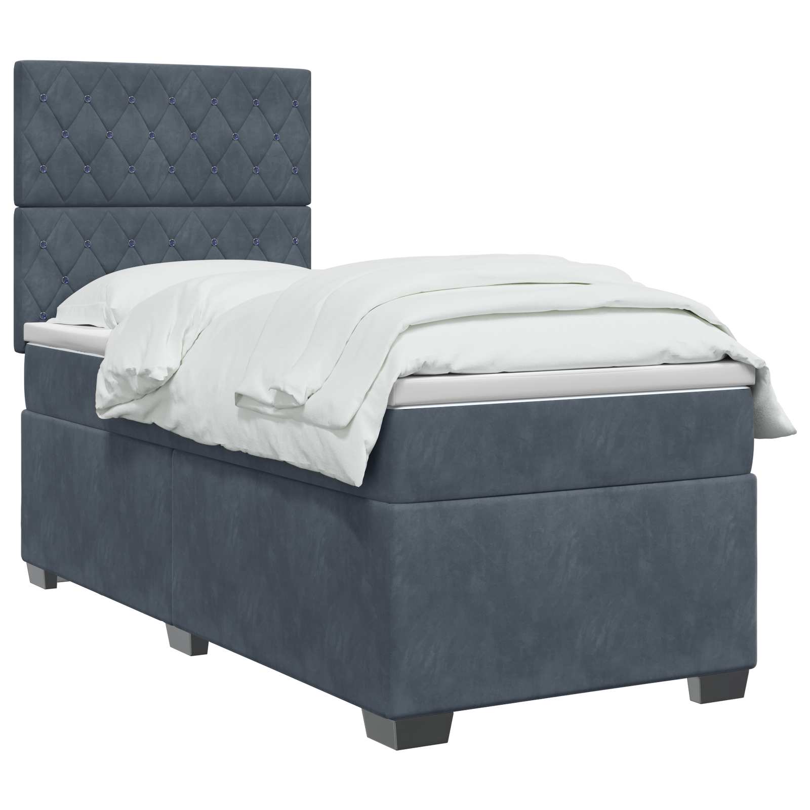 Letto box spring con materasso Grigio Scuro 80 x 200 cm Velluto | homemem39