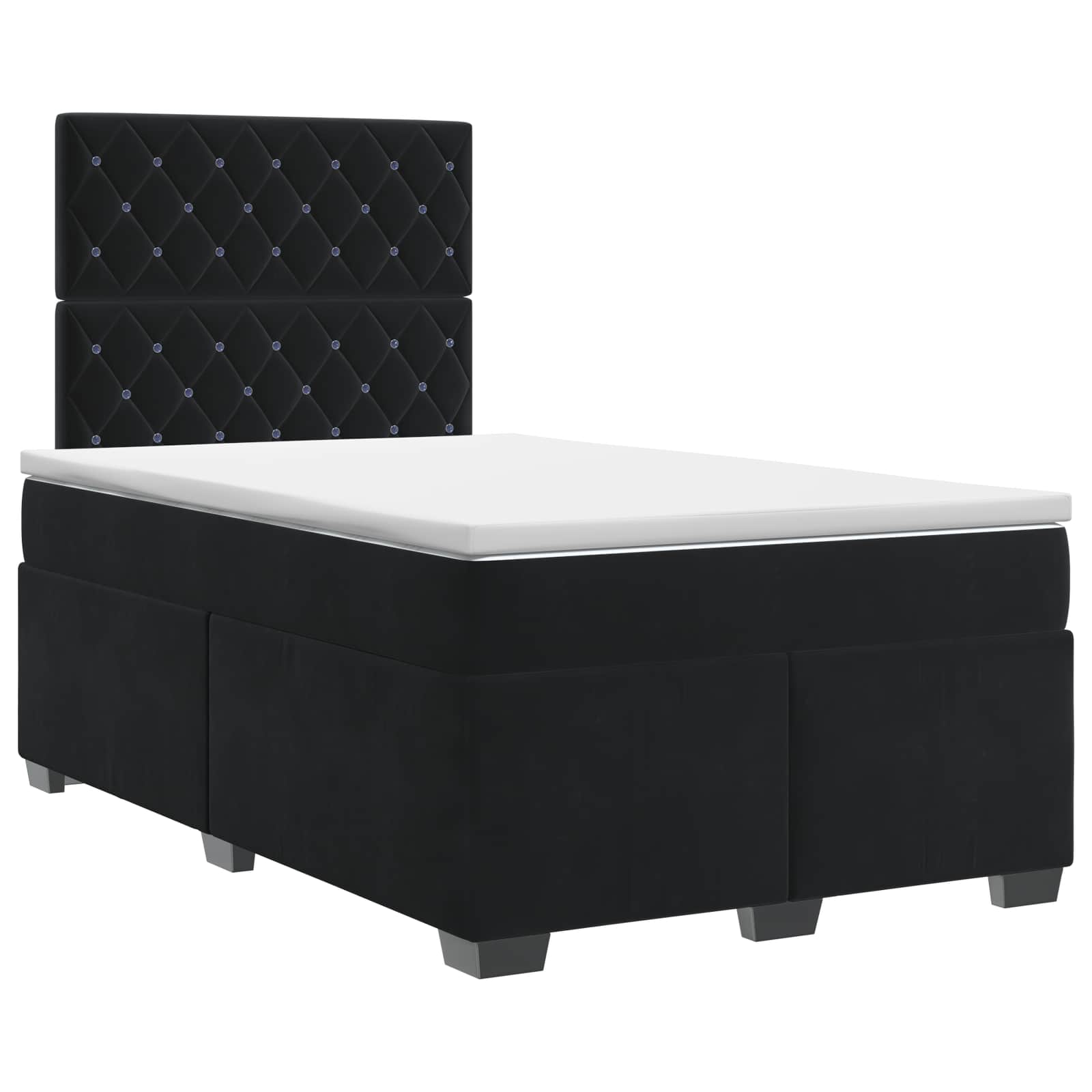 Letto box spring con materasso Nero 120 x 190 cm Velluto | homemem39