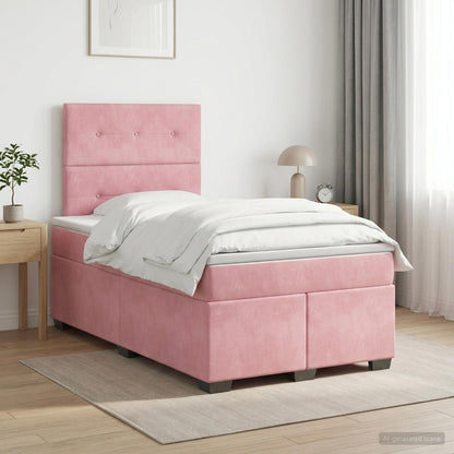 Letto box spring con materasso Rosa 120 x 200 cm Velluto