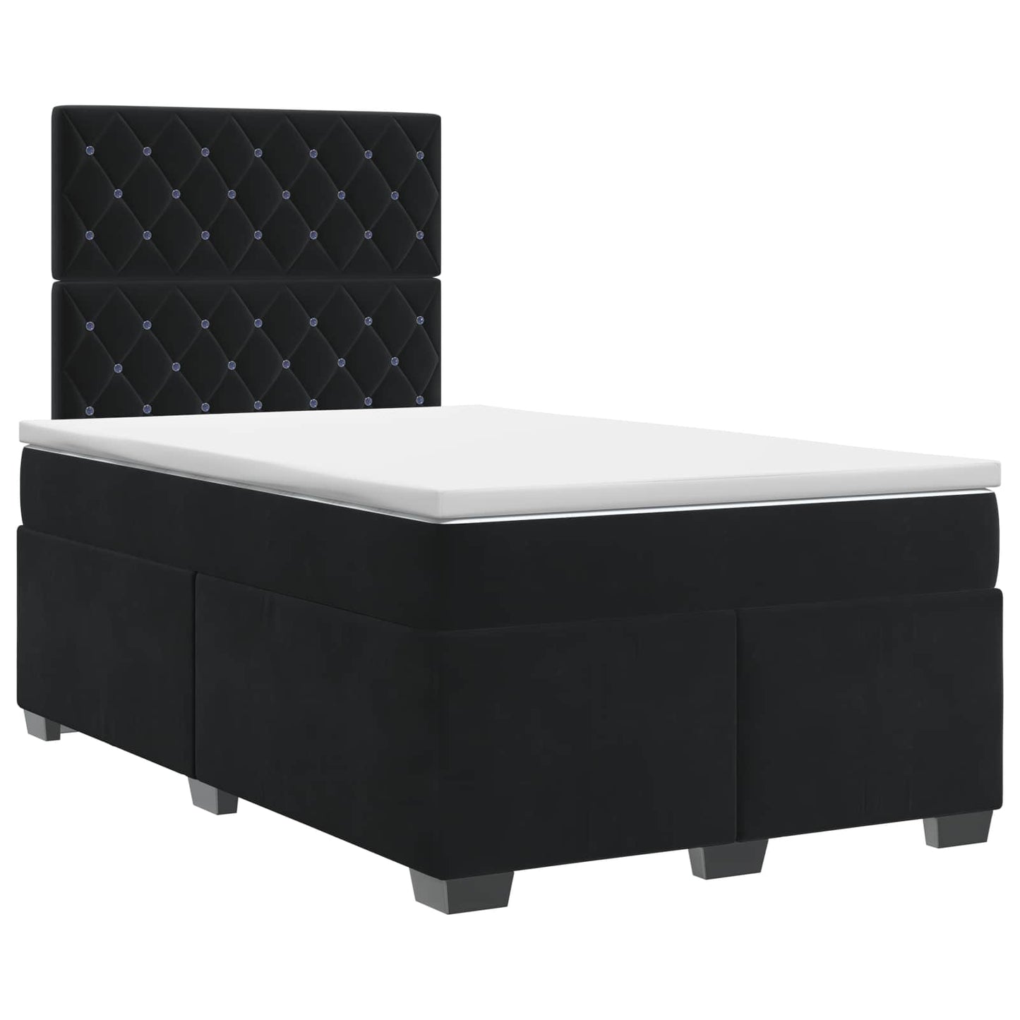 Letto box spring con materasso Nero 120 x 200 cm Velluto