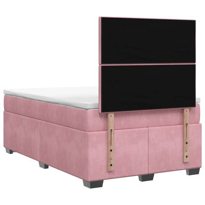 Letto box spring con materasso Rosa 120 x 200 cm Velluto
