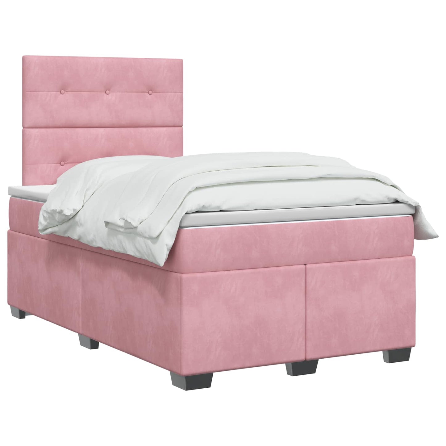 Letto box spring con materasso Rosa 120 x 200 cm Velluto