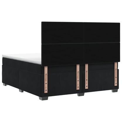 Letto box spring con materasso Nero 140 x 190 cm Velluto | homemem39