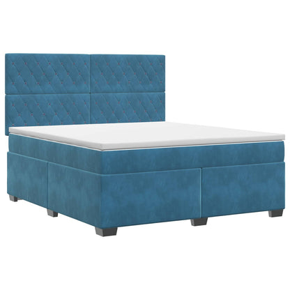 Letto box spring con materasso Blu 140 x 190 cm Velluto | homemem39