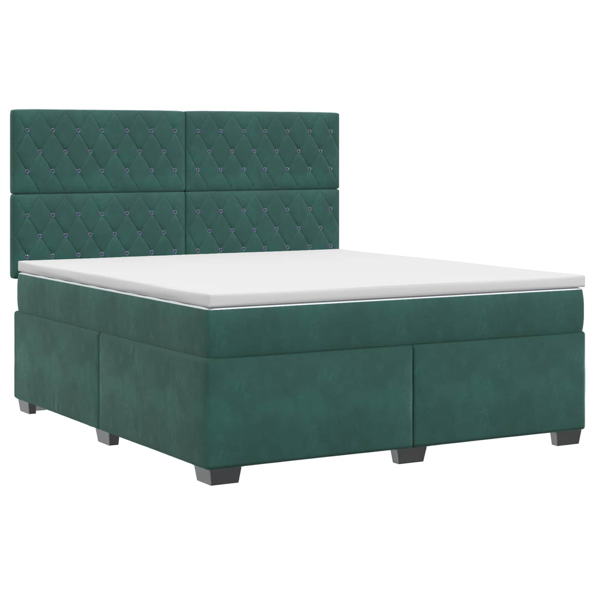 Letto box spring con materasso Verde Scuro 160 x 200 cm Velluto | homemem39