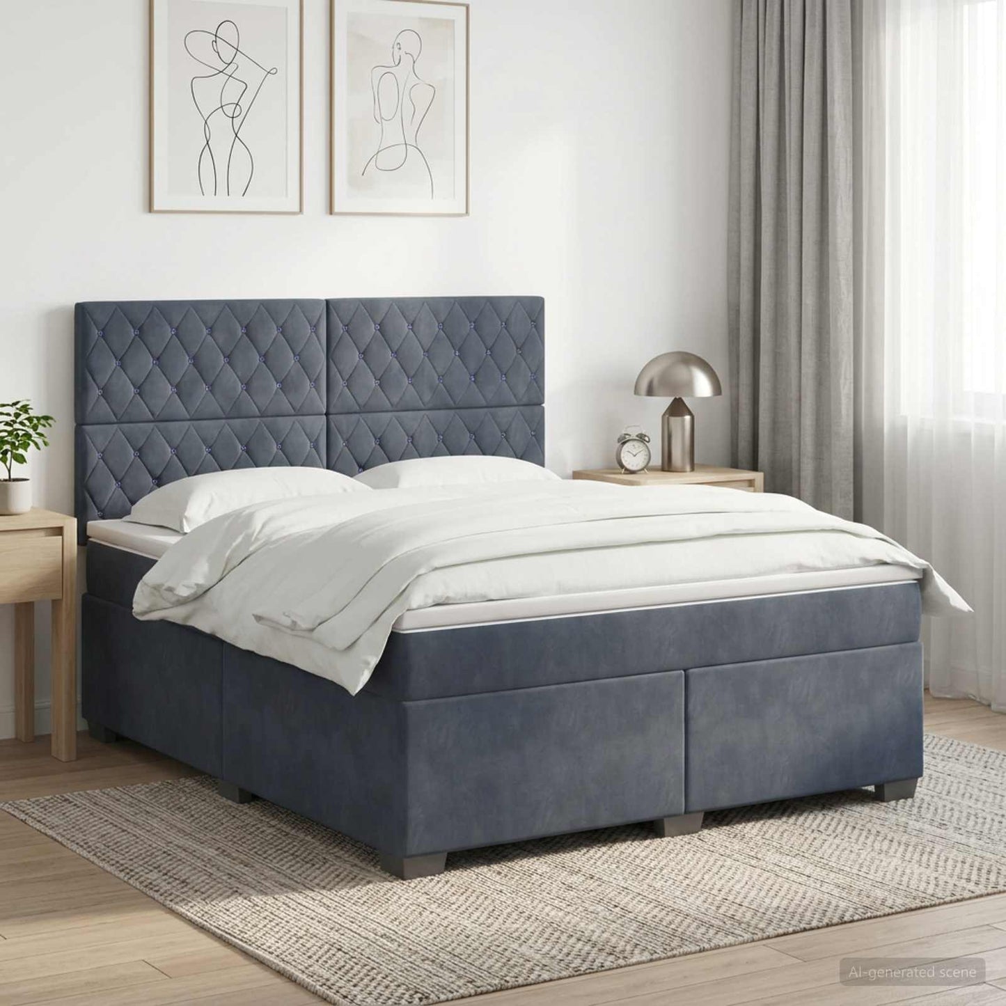 Letto box spring con materasso Grigio Scuro 160 x 200 cm | homemem39