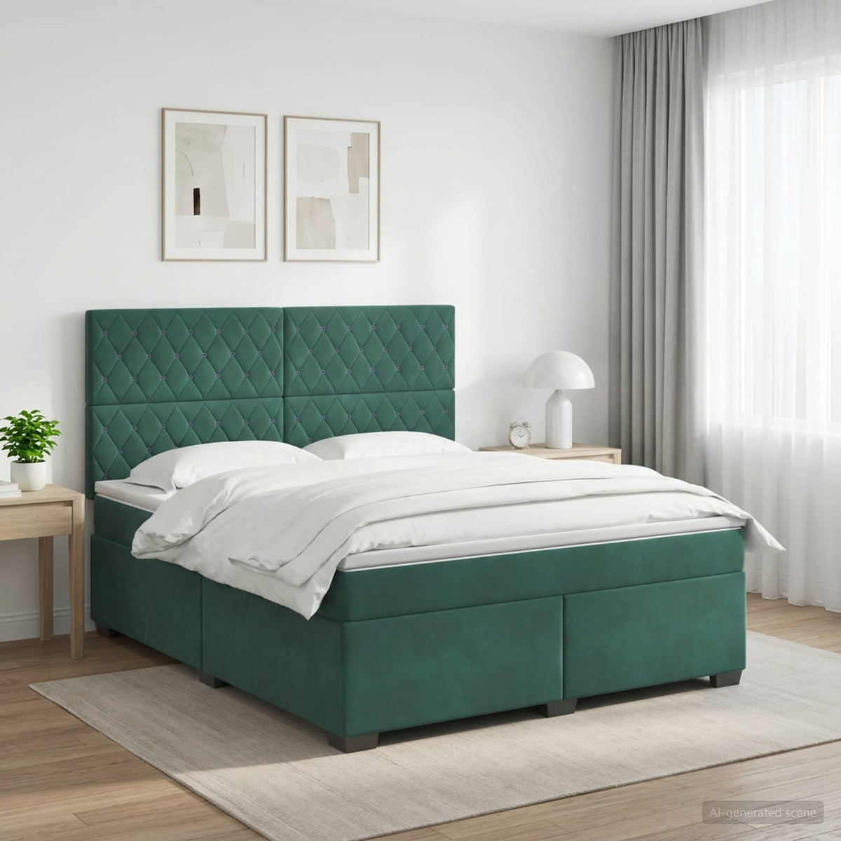 Letto box spring con materasso Verde Scuro 160 x 200 cm Velluto | homemem39