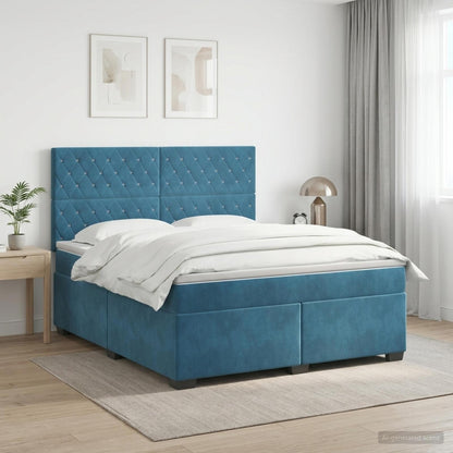 Letto box spring con materasso Blu 140 x 200 cm Velluto | homemem39