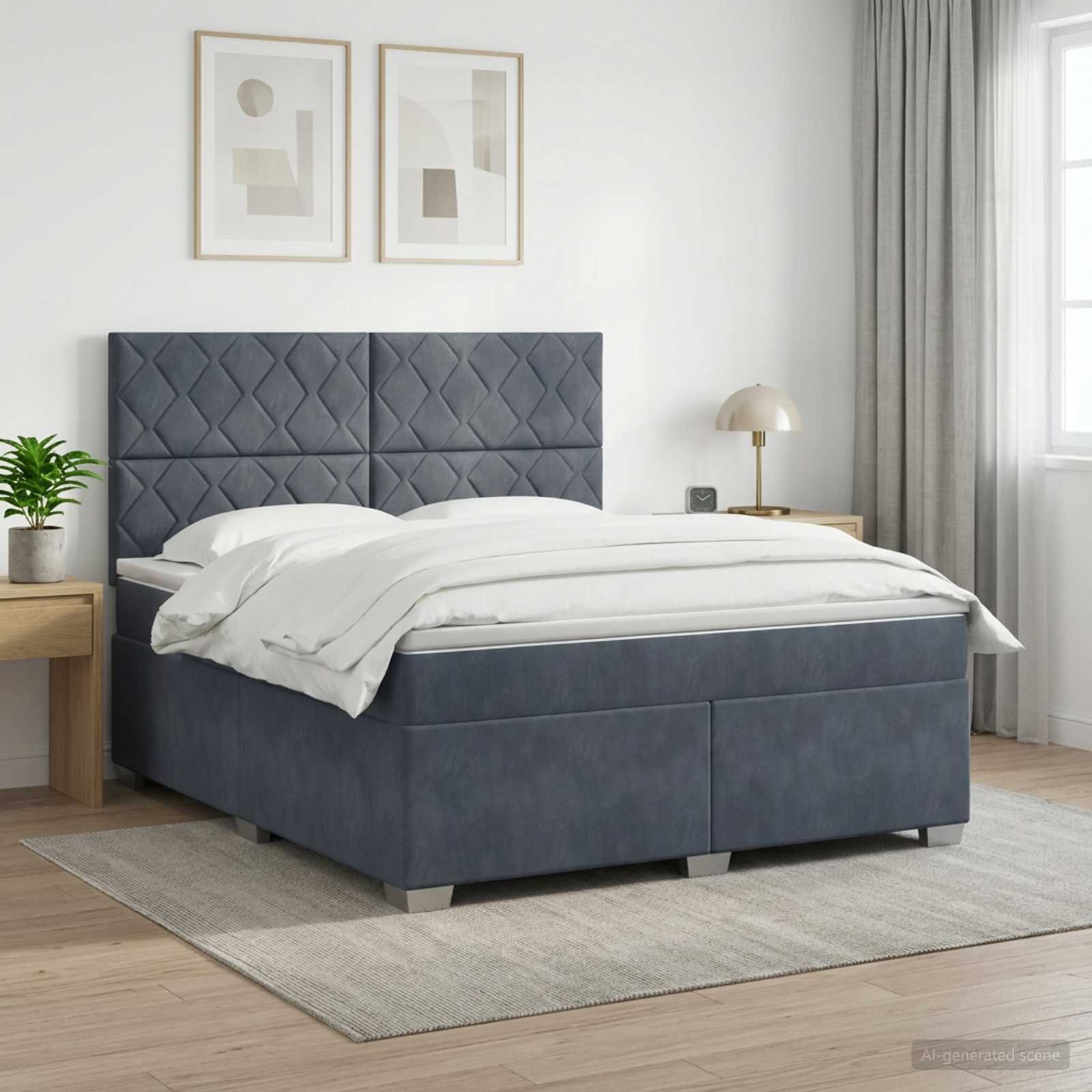 Letto box spring con materasso Grigio Scuro 140 x 200 cm | homemem39