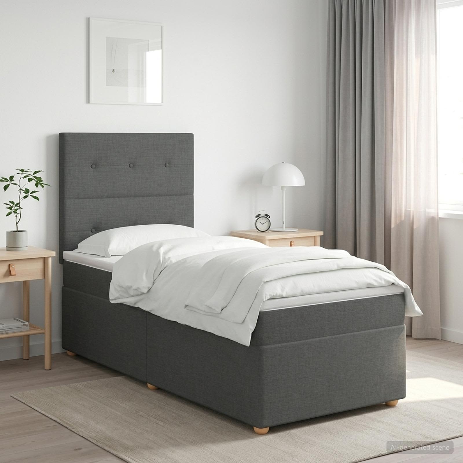Letto box spring con materasso Grigio Scuro 90 x 190 cm Tessuto | homemem39