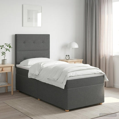 Letto box spring con materasso Grigio Scuro 90 x 190 cm Tessuto | homemem39