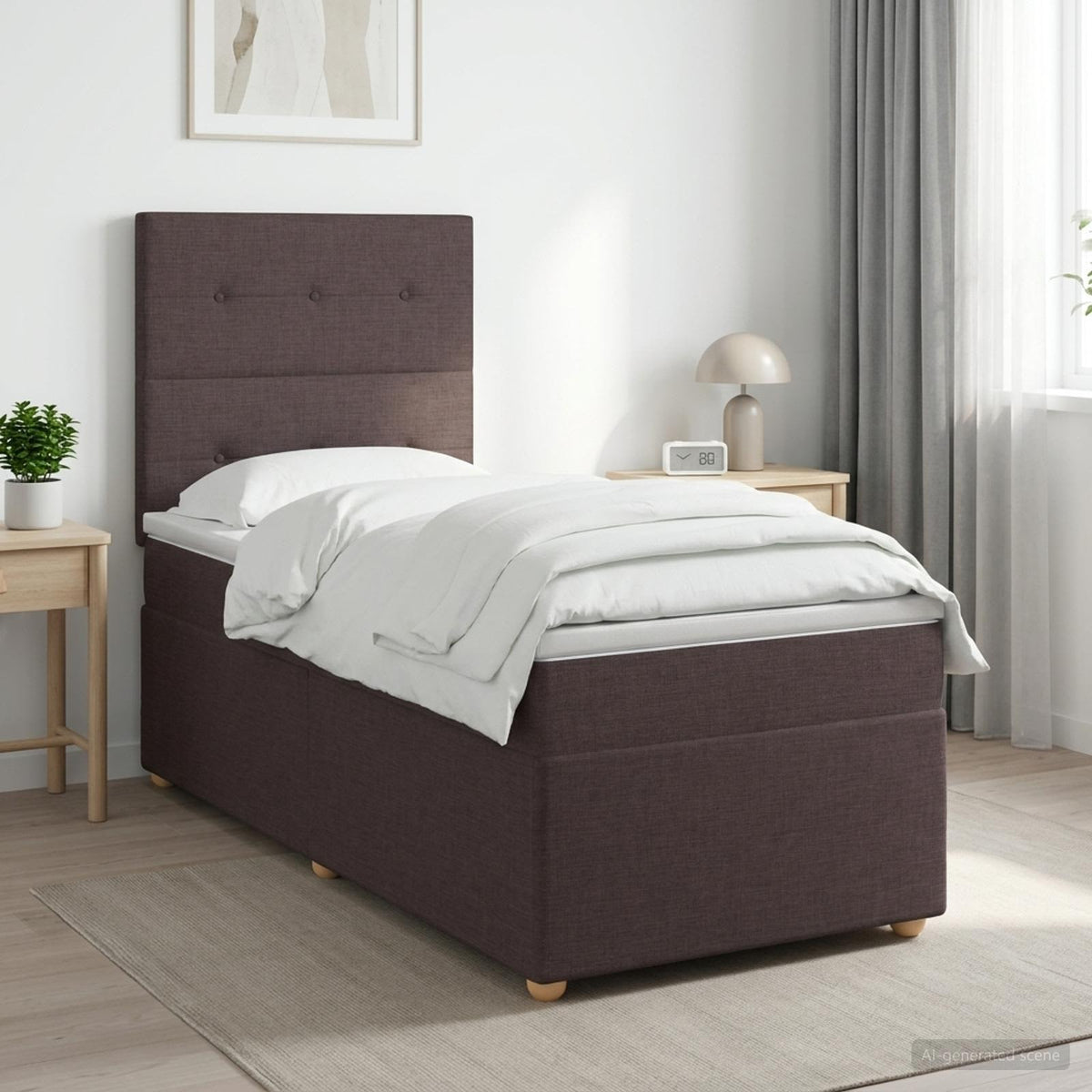 Letto box spring con materasso Marrone Scuro 80 x 200 cm
