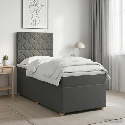 Letto box spring con materasso Grigio Scuro 80 x 200 cm Tessuto | homemem39