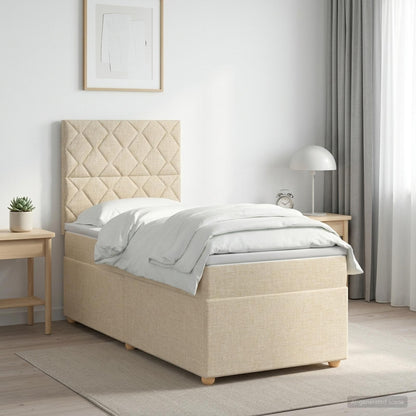 Letto box spring con materasso Crema 80 x 200 cm Tessuto | homemem39