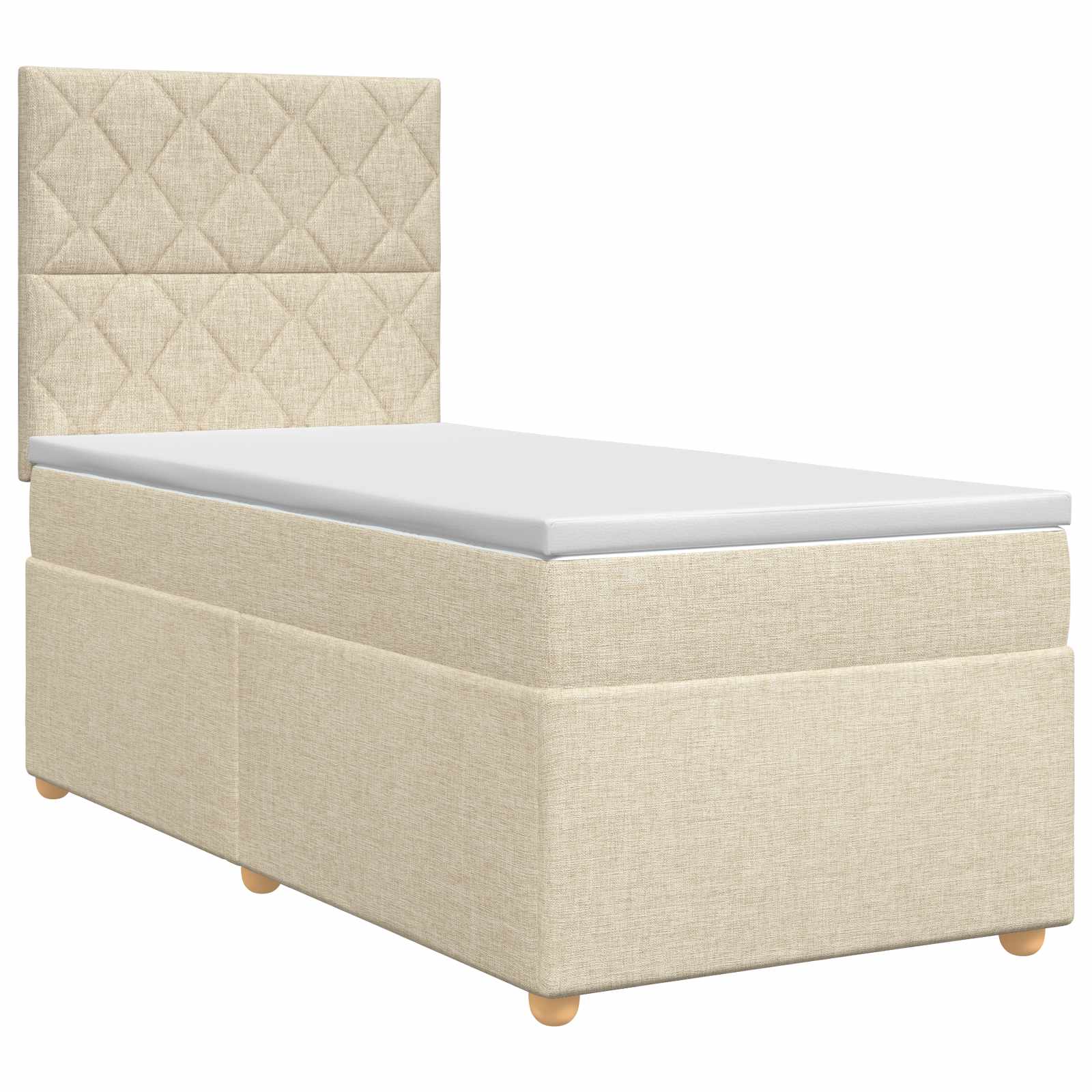 Letto box spring con materasso Crema 80 x 200 cm Tessuto | homemem39