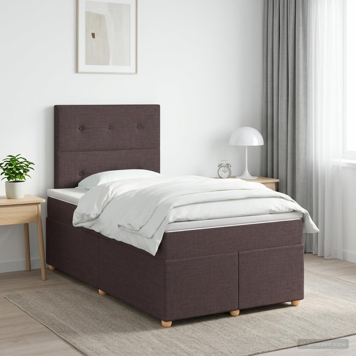 Letto box spring con materasso Marrone Scuro 120 x 200 cm