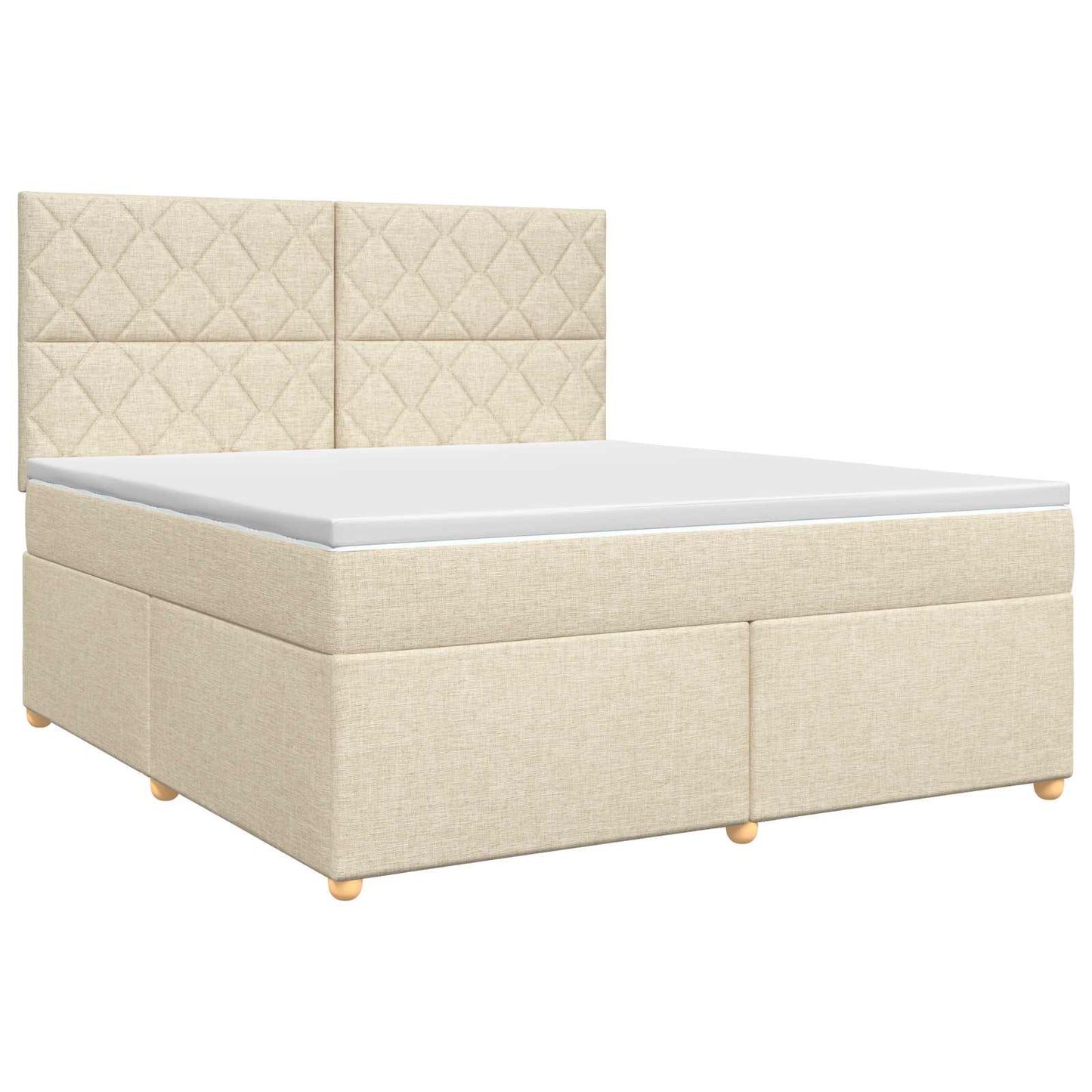 Letto box spring con materasso Crema 160 x 200 cm Tessuto