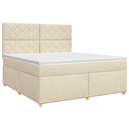 Letto box spring con materasso Crema 160 x 200 cm Tessuto