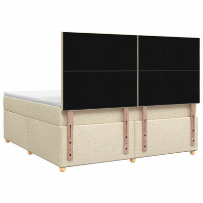 Letto box spring con materasso Crema 160 x 200 cm Tessuto