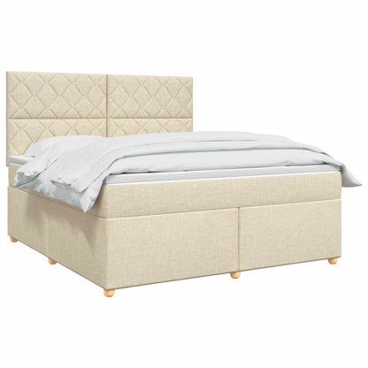 Letto box spring con materasso Crema 160 x 200 cm Tessuto