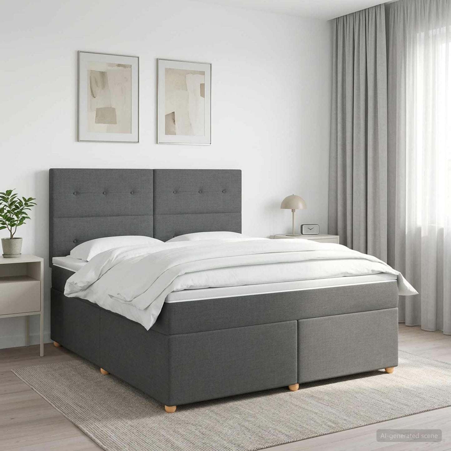 Letto box spring con materasso Grigio Scuro 180 x 200 cm