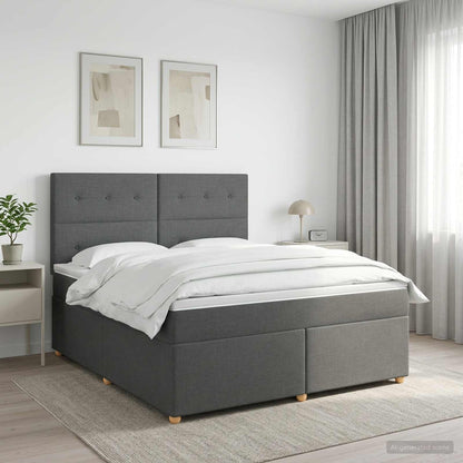 Letto box spring con materasso Grigio Scuro 180 x 200 cm