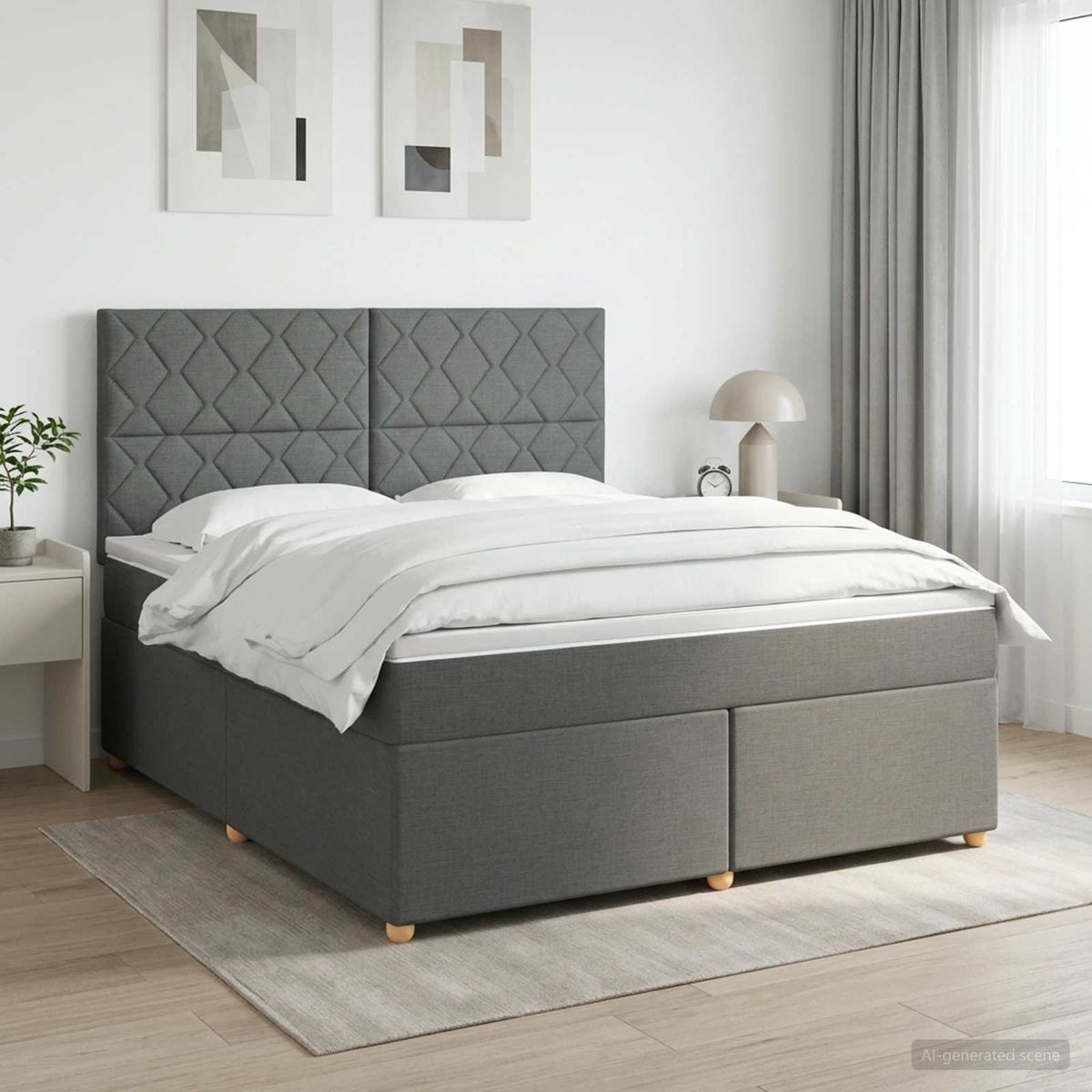 Letto box spring con materasso Grigio Scuro 140 x 200 cm
