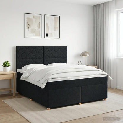 Letto box spring con materasso Nero 140 x 190 cm Tessuto | homemem39