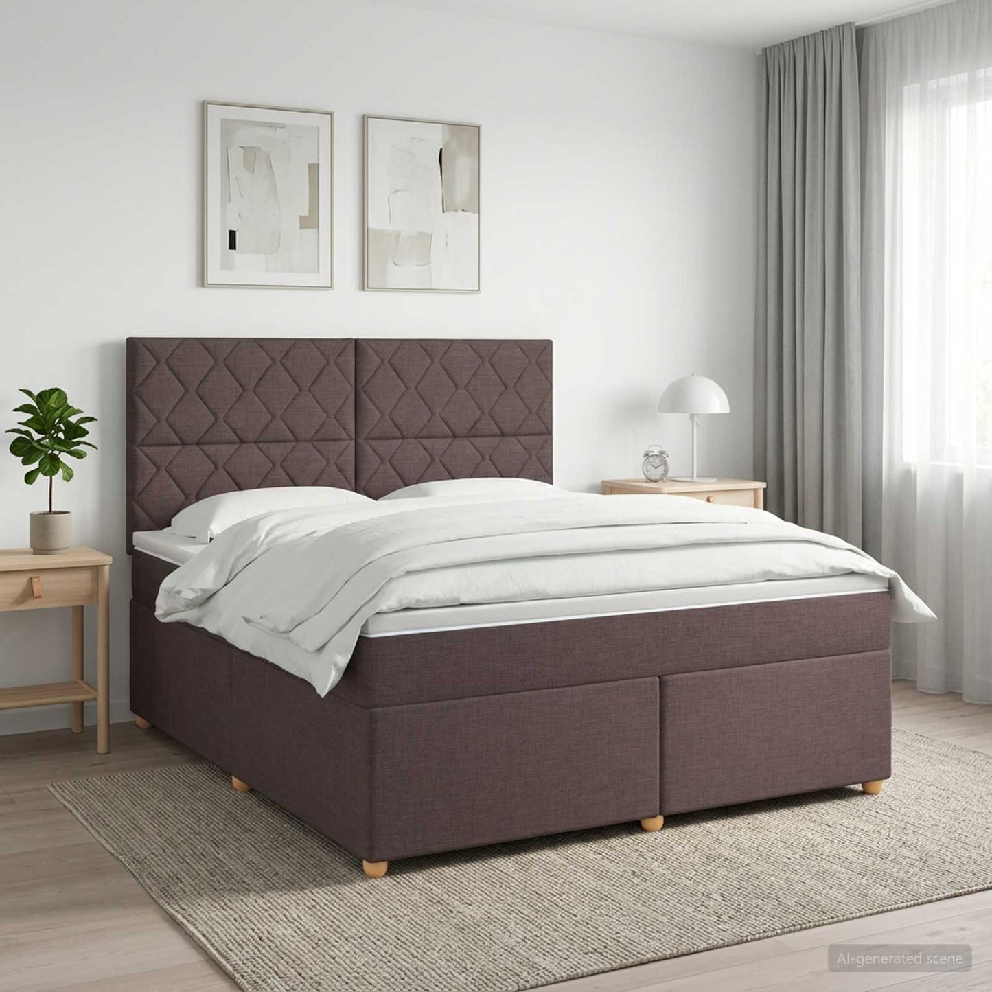 Letto box spring con materasso Marrone Scuro 140 x 200 cm | homemem39