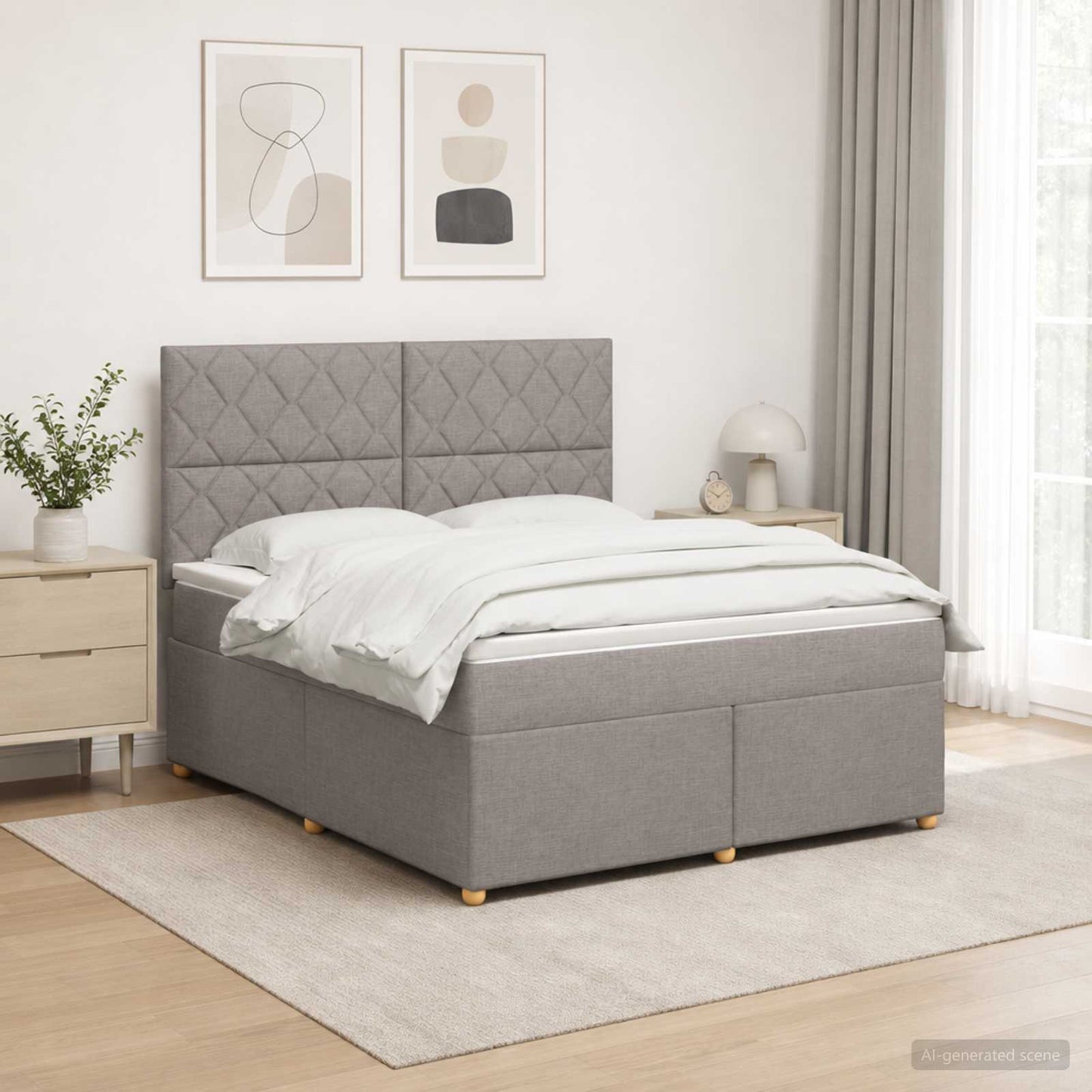 Letto box spring con materasso Tortora 160 x 200 cm Tessuto | homemem39