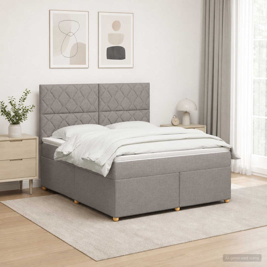 Letto box spring con materasso Tortora 140 x 200 cm Tessuto