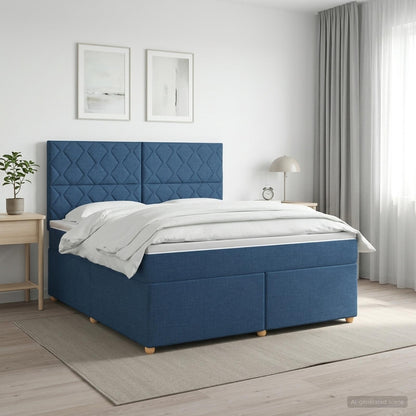 Letto box spring con materasso Blu 160 x 200 cm Tessuto | homemem39