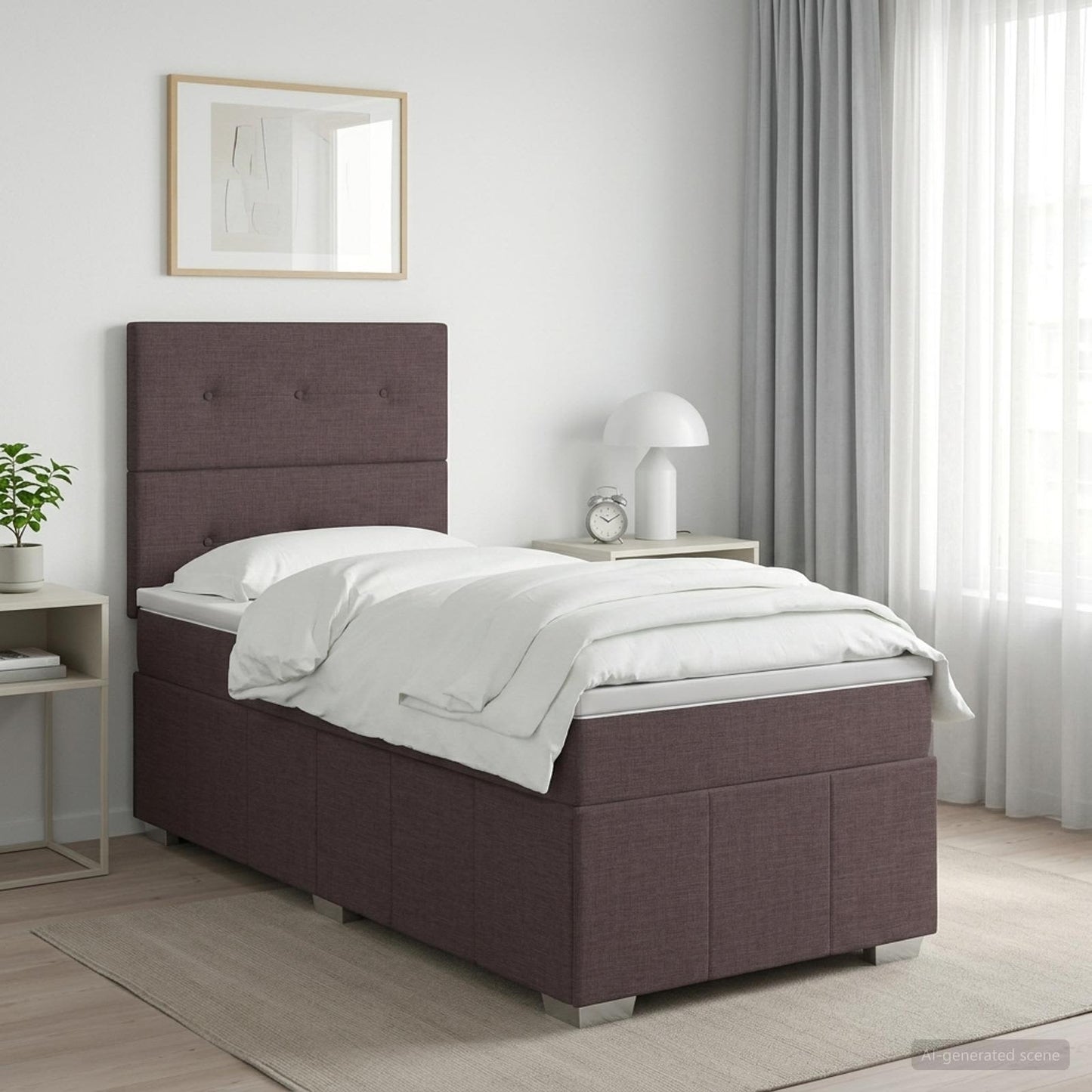Letto box spring con materasso Marrone Scuro 100 x 200 cm