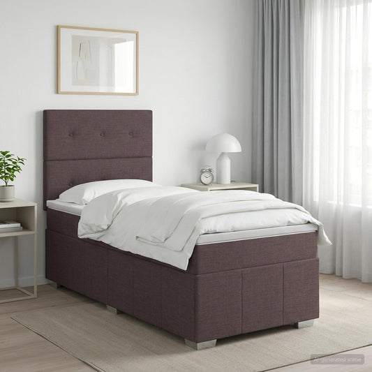 Letto box spring con materasso Marrone Scuro 100 x 200 cm
