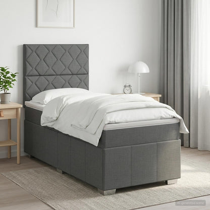 Letto box spring con materasso Grigio Scuro 80 x 200 cm Tessuto | homemem39