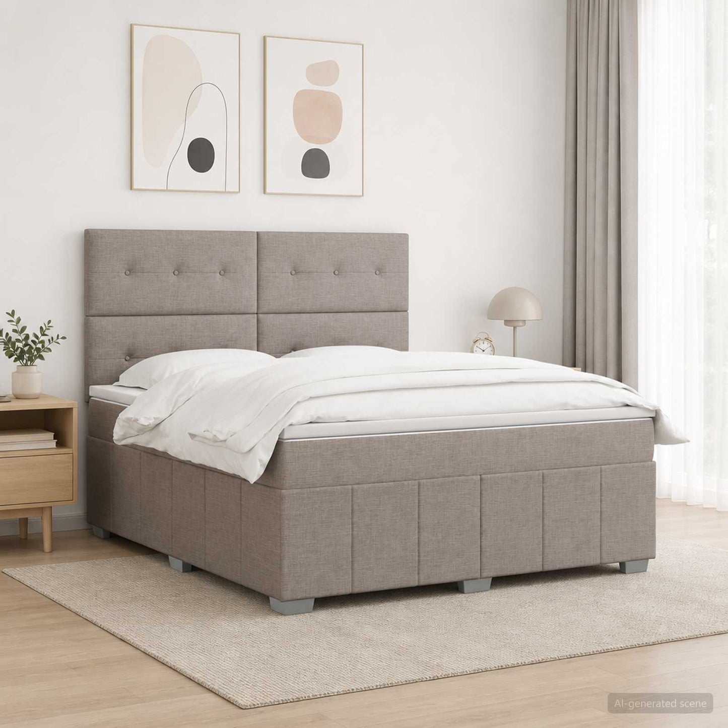 Letto box spring con materasso Tortora 180 x 200 cm Tessuto