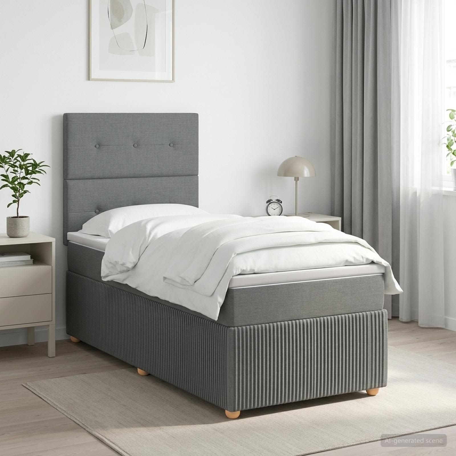 Letto box spring con materasso Grigio Scuro 90 x 190 cm Tessuto | homemem39