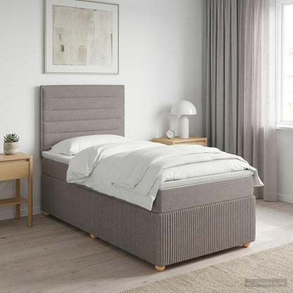 Letto box spring con materasso Tortora 100 x 200 cm Tessuto