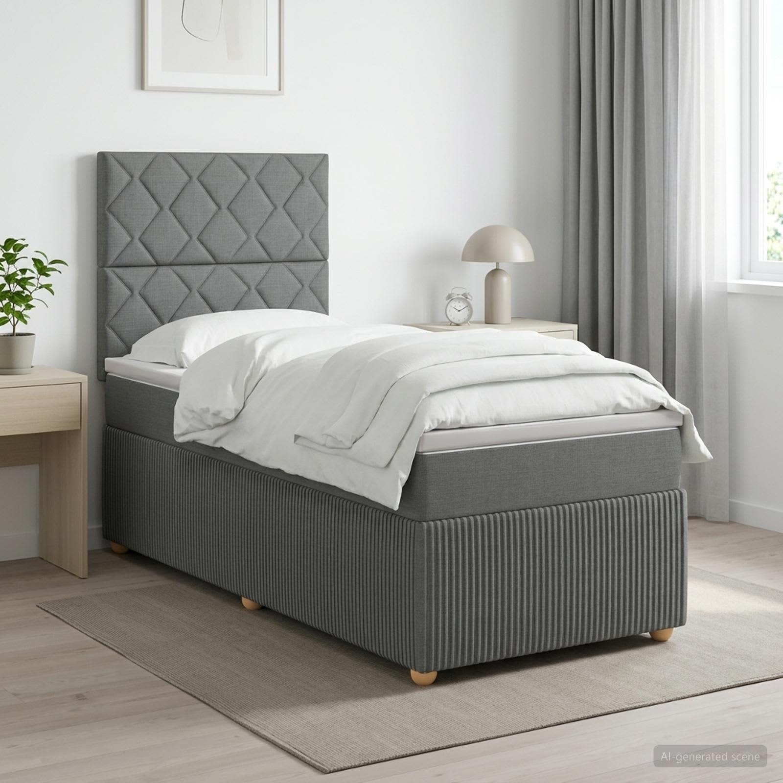 Letto box spring con materasso Grigio Scuro 80 x 200 cm Tessuto | homemem39