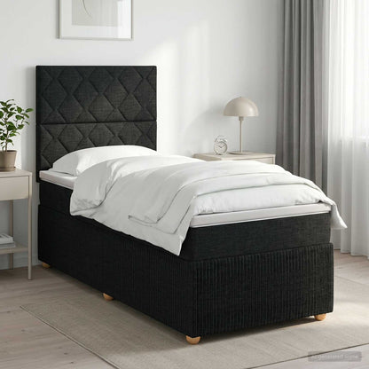 Letto box spring con materasso Nero 90 x 200 cm Tessuto | homemem39