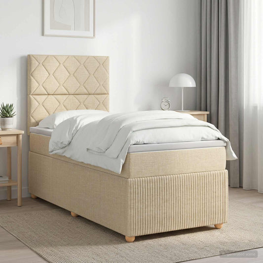 Letto box spring con materasso Crema 80 x 200 cm Tessuto | homemem39