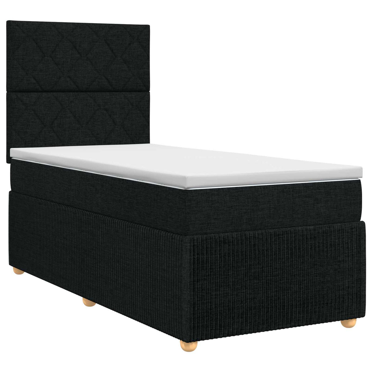 Letto box spring con materasso Nero 90 x 190 cm Tessuto | homemem39