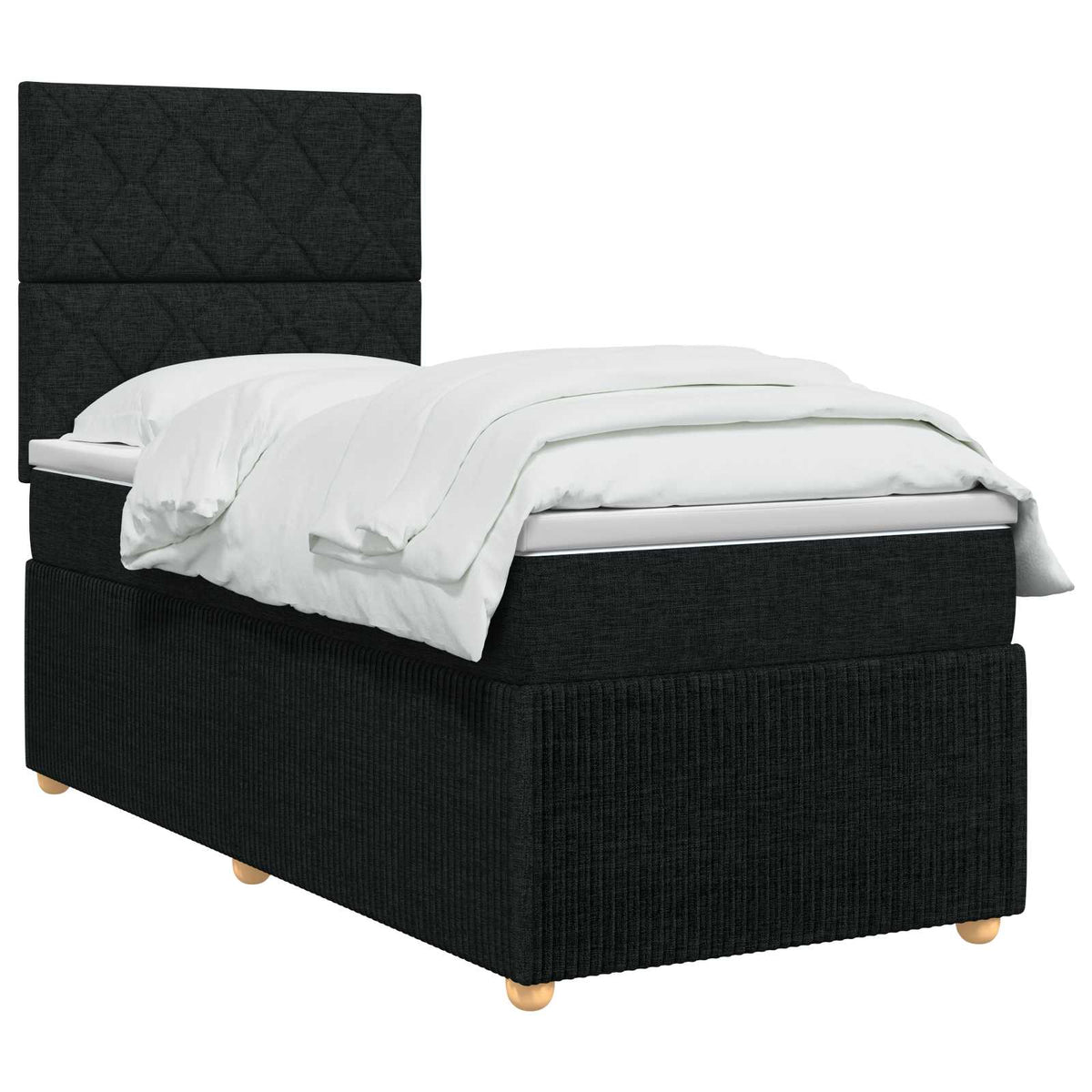 Letto box spring con materasso Nero 90 x 190 cm Tessuto | homemem39
