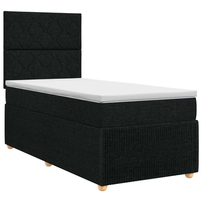 Letto box spring con materasso Nero 90 x 200 cm Tessuto | homemem39